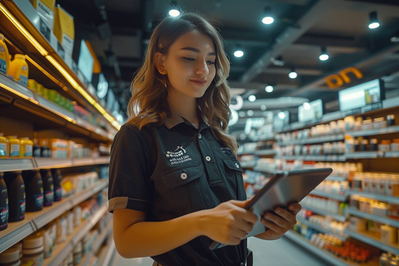 Employée avec une tablette dans un magasin