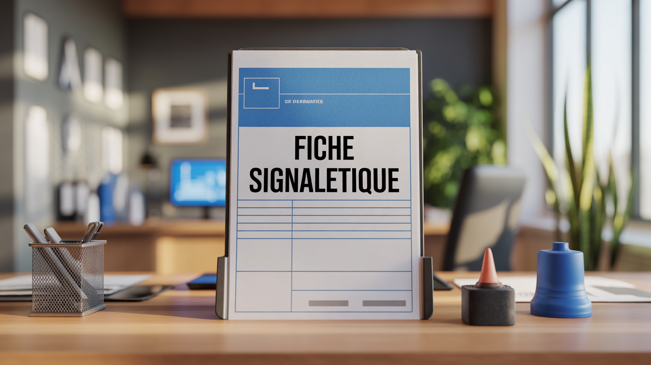 Vue fiche signaletique sur bureau moderne