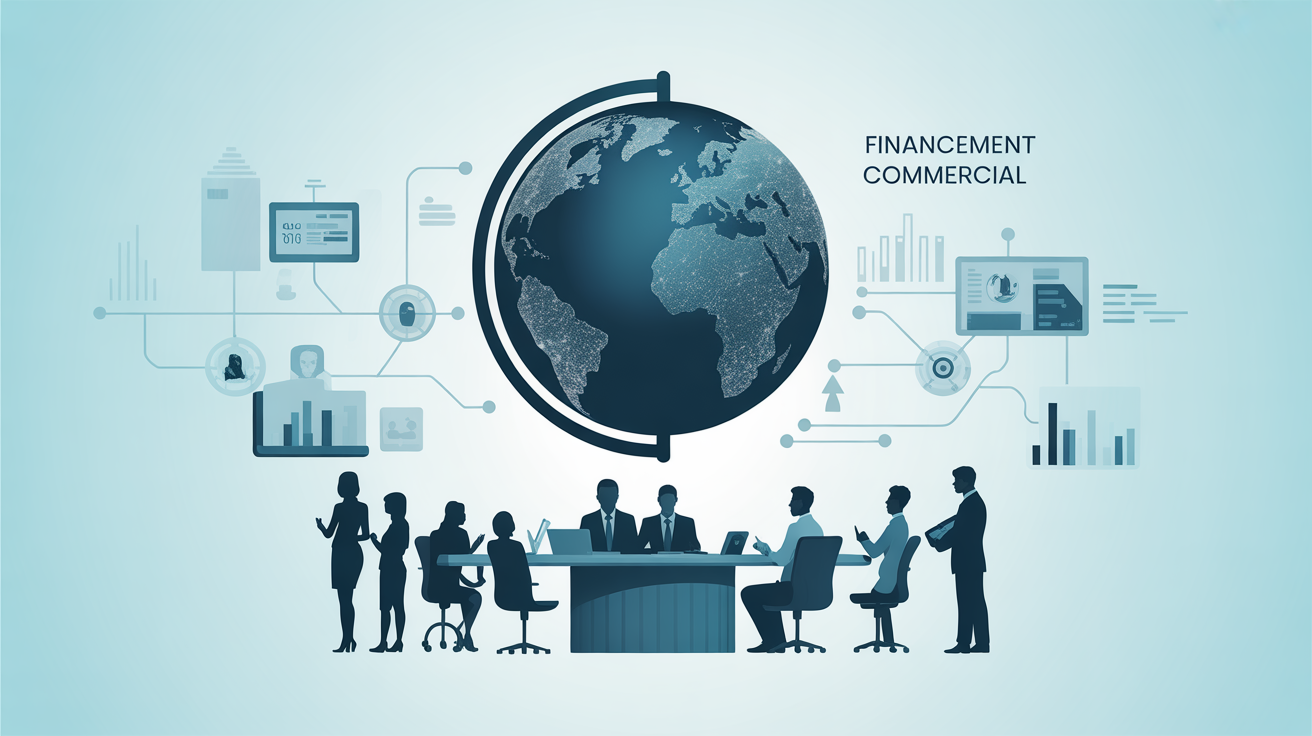 Scène experts finance globe réseau digital financement commercial