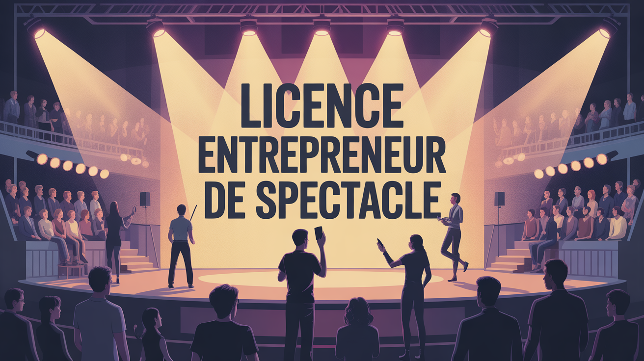 Silhouettes artistes scene titre licence entrepreneur de spectacle