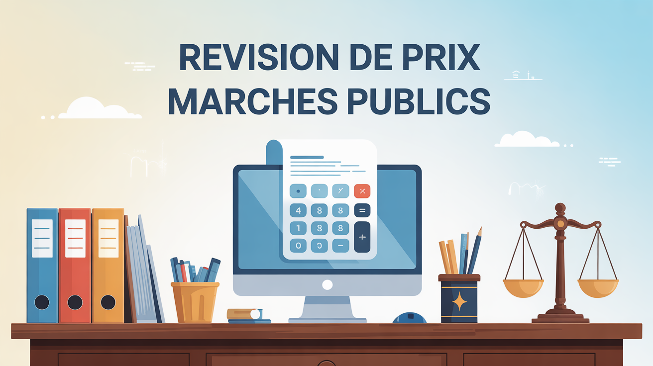Visuel simulateur Excel révision de prix marchés publics, ambiance professionnelle