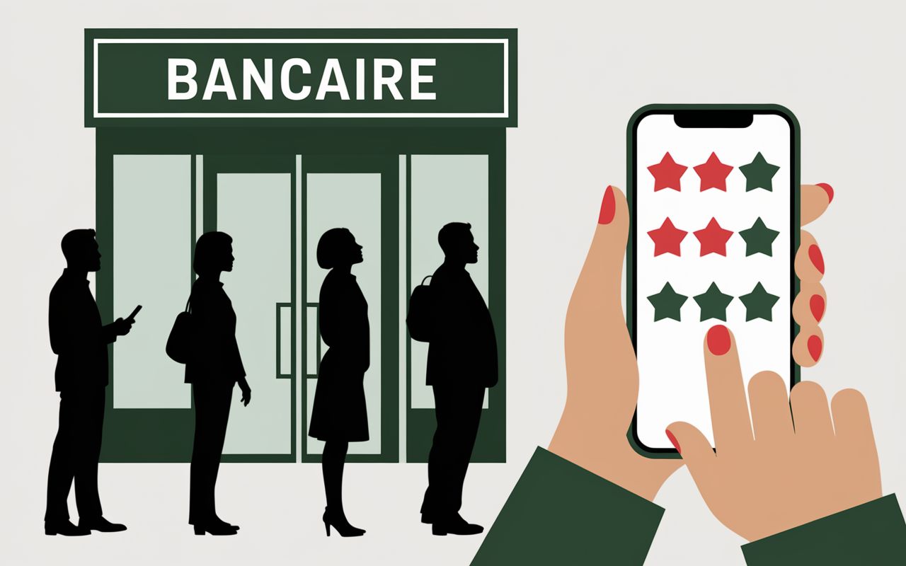 file attente agence bancaire smartphone notes avis cic