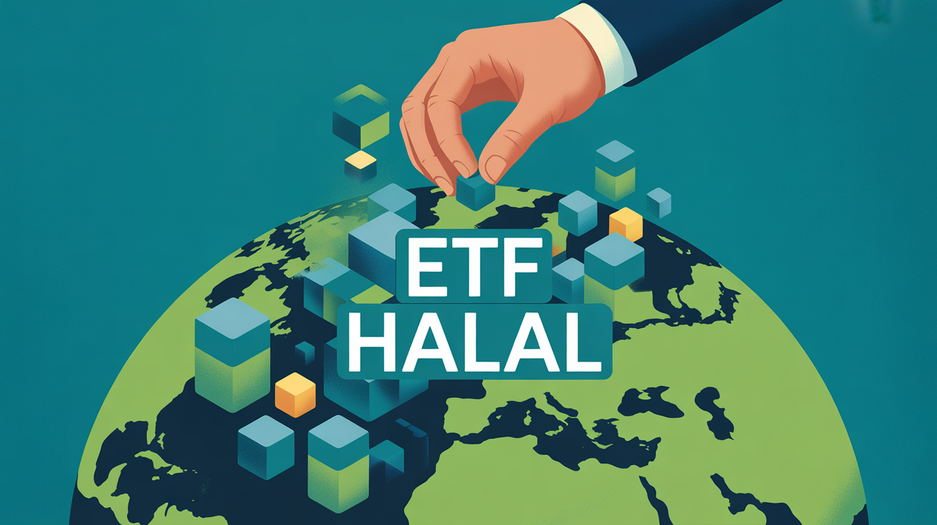 Illustration ETF halal investissement globe pièces