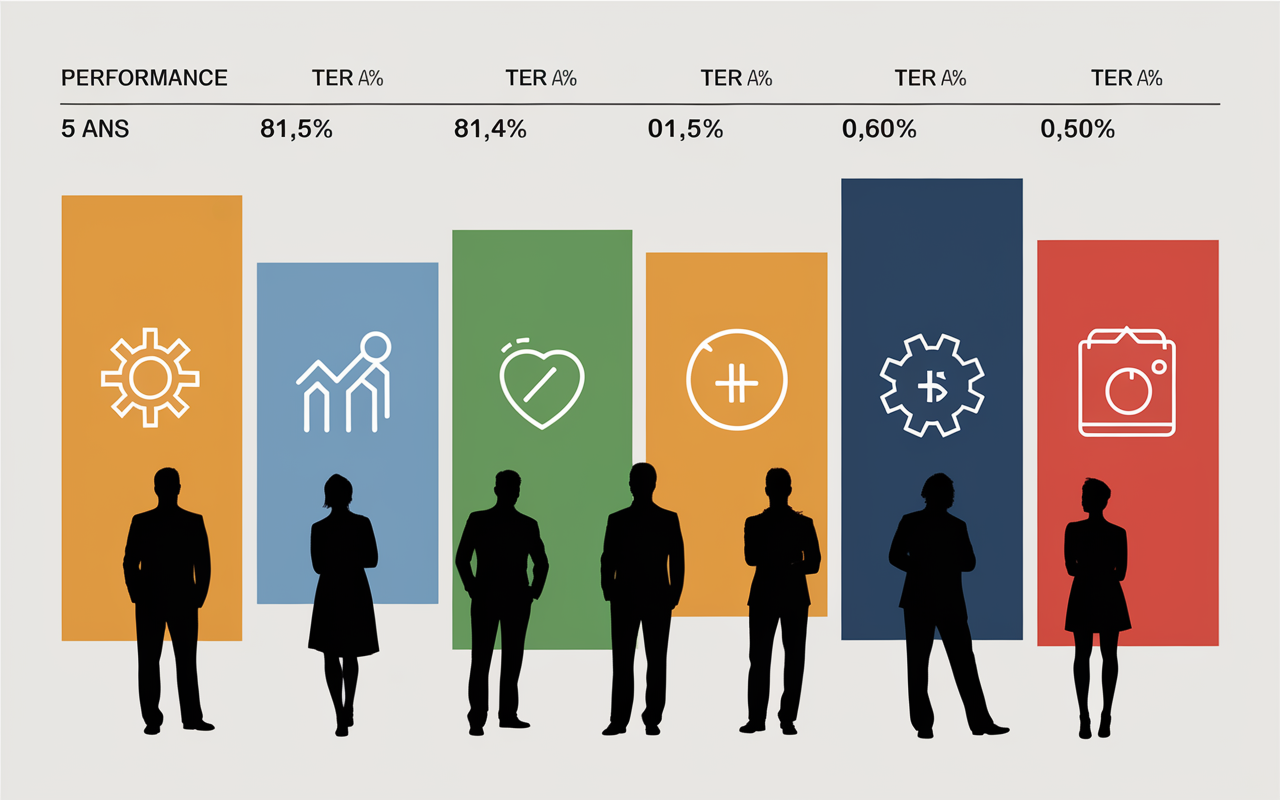 Tableau ETF halal performance frais secteurs