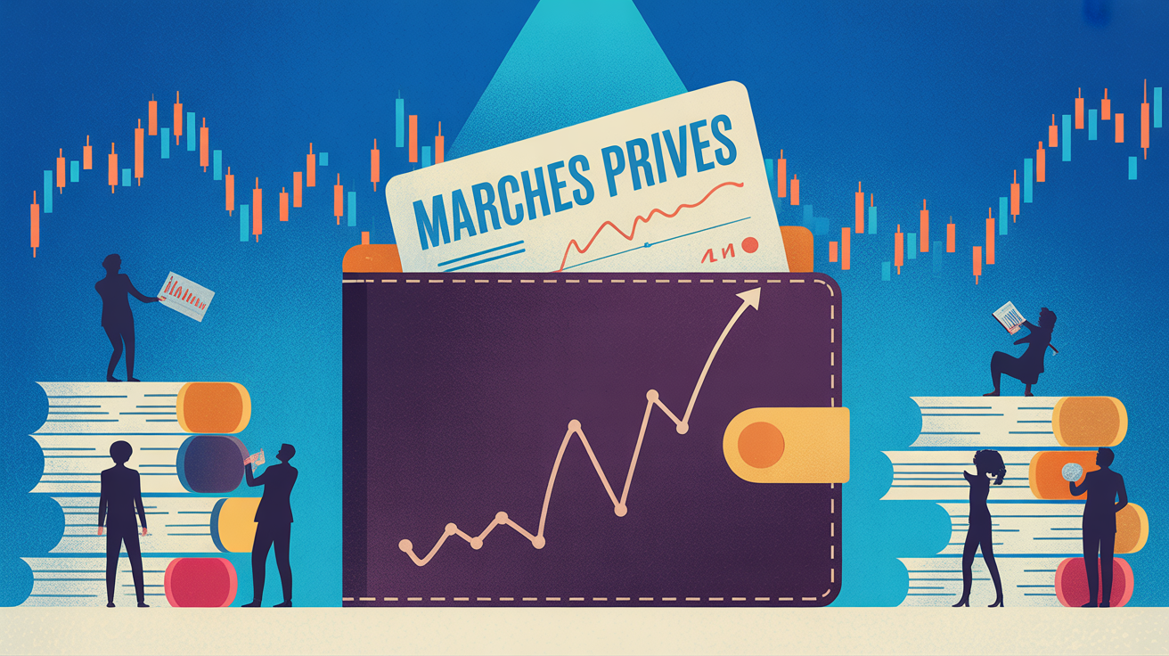 illustration marches prives portefeuille bleu fonce