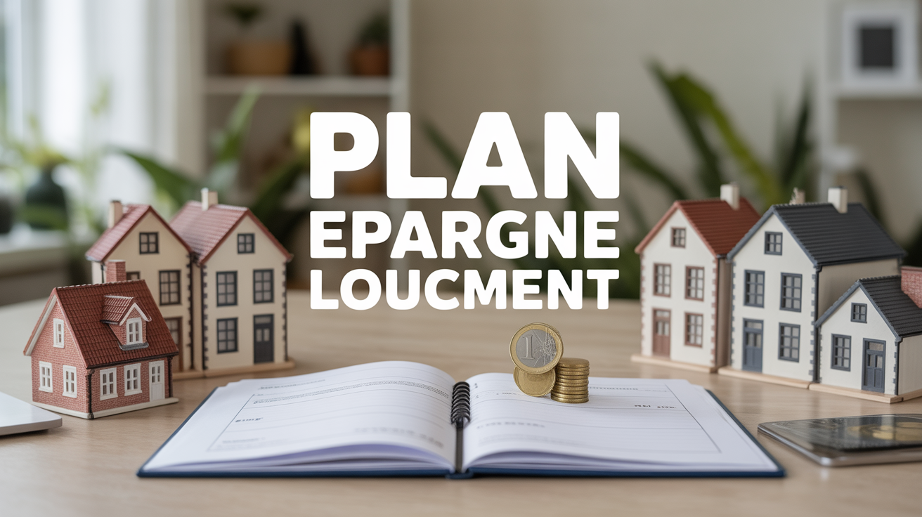 Plan Epargne Logement contrat épargne sur bureau euro et maisons miniatures