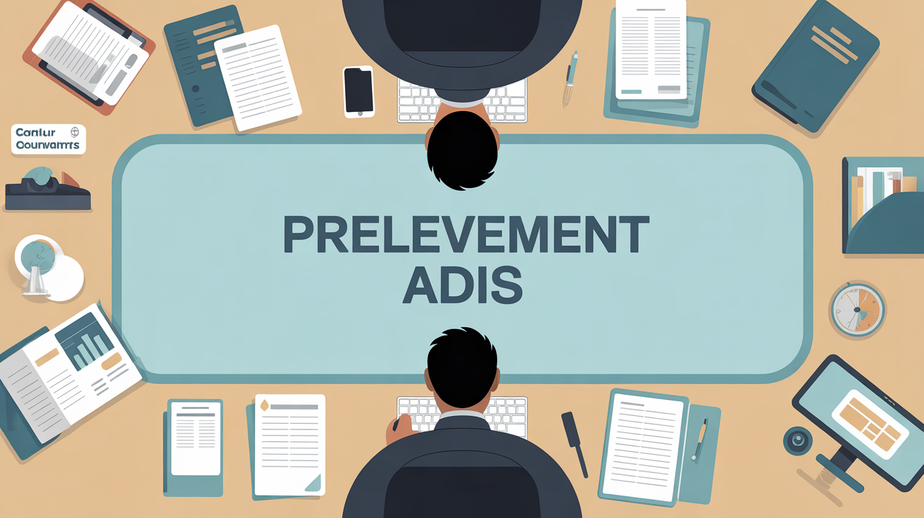 Bureau, relevé bancaire et dossier prelevement ADIS