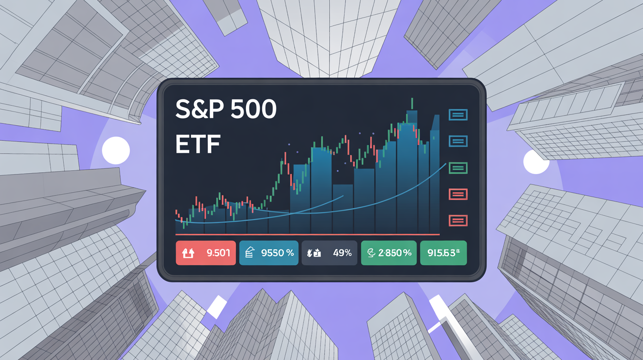 Graphique portefeuille ETF S&P 500 sur fond urbain