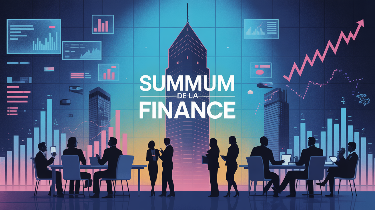 Illustration immeuble financier et graphiques summum de la finance