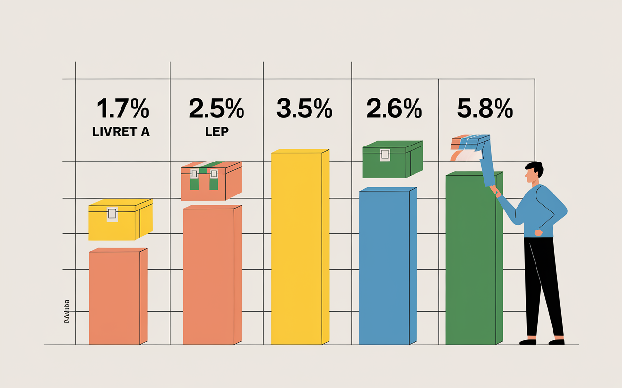 Graphique tableau comparatif placements Livret A LDDS LEP SCPI