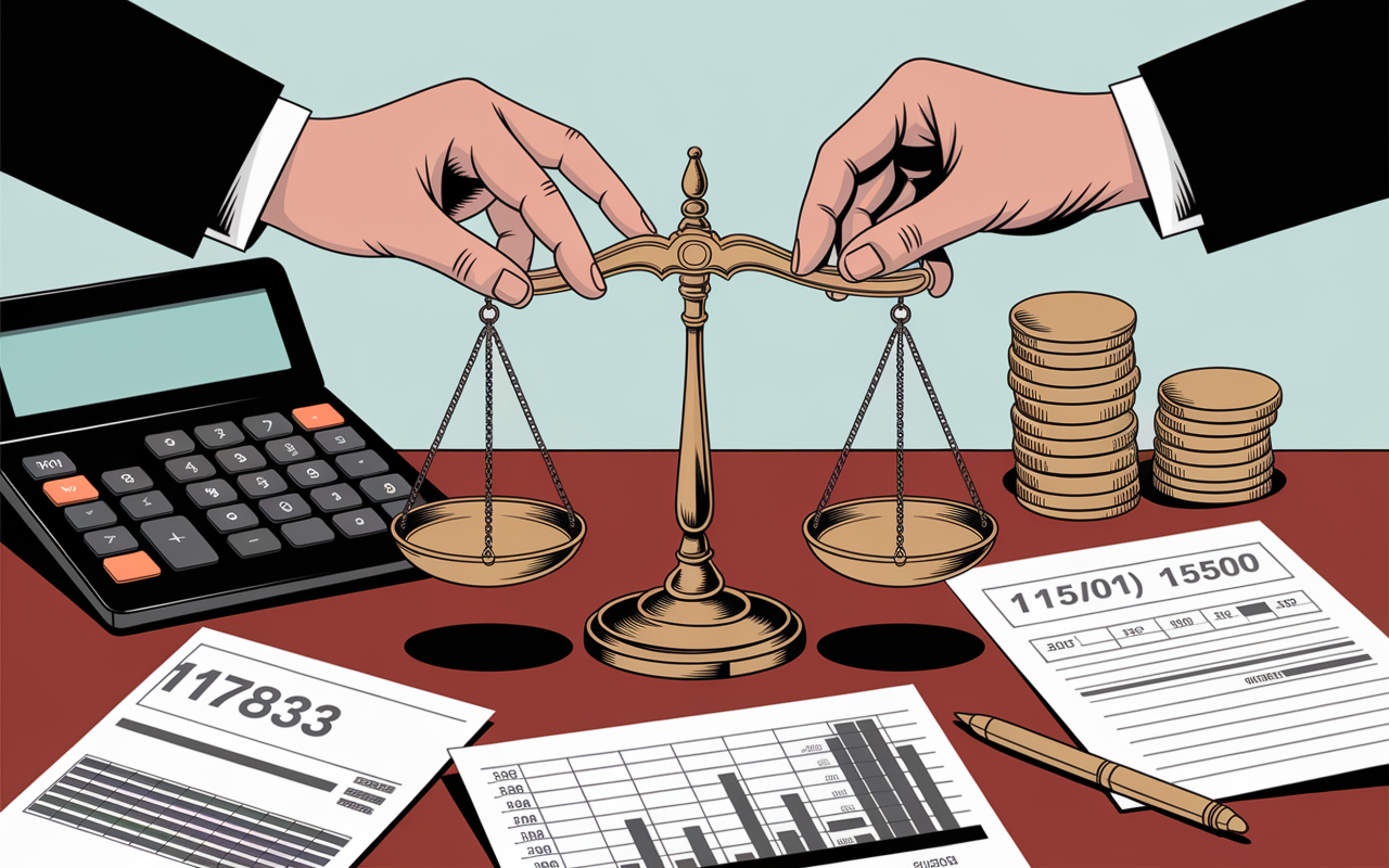 Mains équilibrant balance comptable chiffres visibles