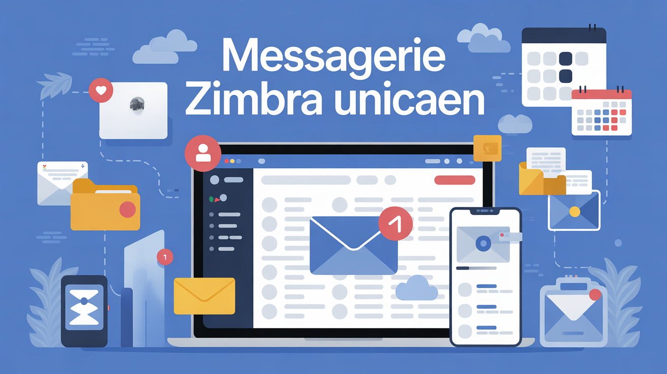 Interface messagerie Zimbra Unicaen moderne sur ordinateur et mobile