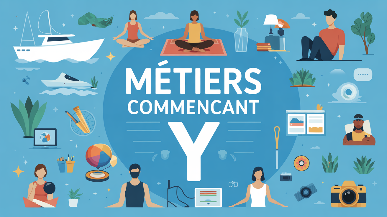 illustration metiers commencant par y silhouettes et objets metiers