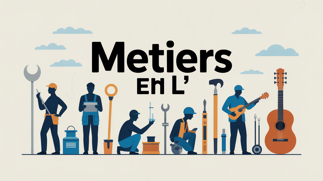 Illustration metiers en L laborantin logisticien lead developer luthier
