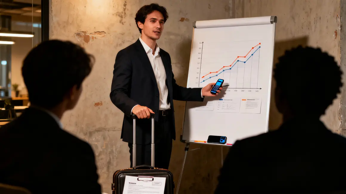 agent commercial montrant graphique ventes BtoB