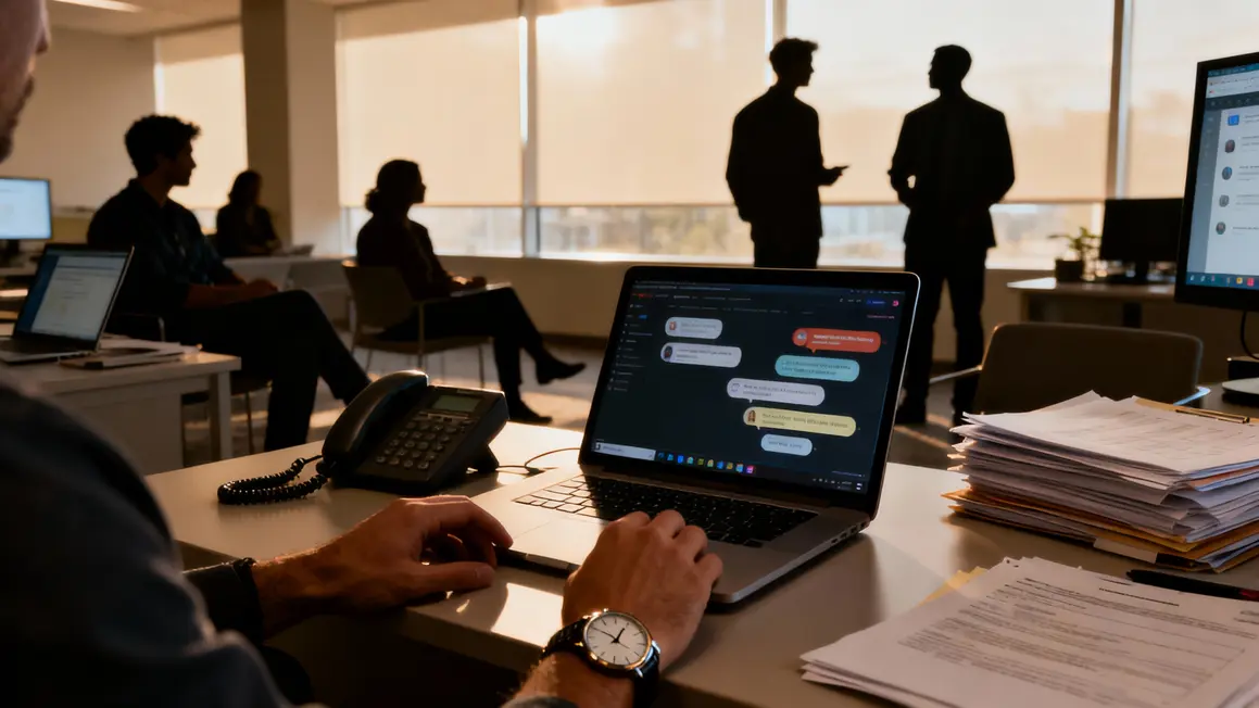 open space silhouettes notifications ordinateurs gestion temps