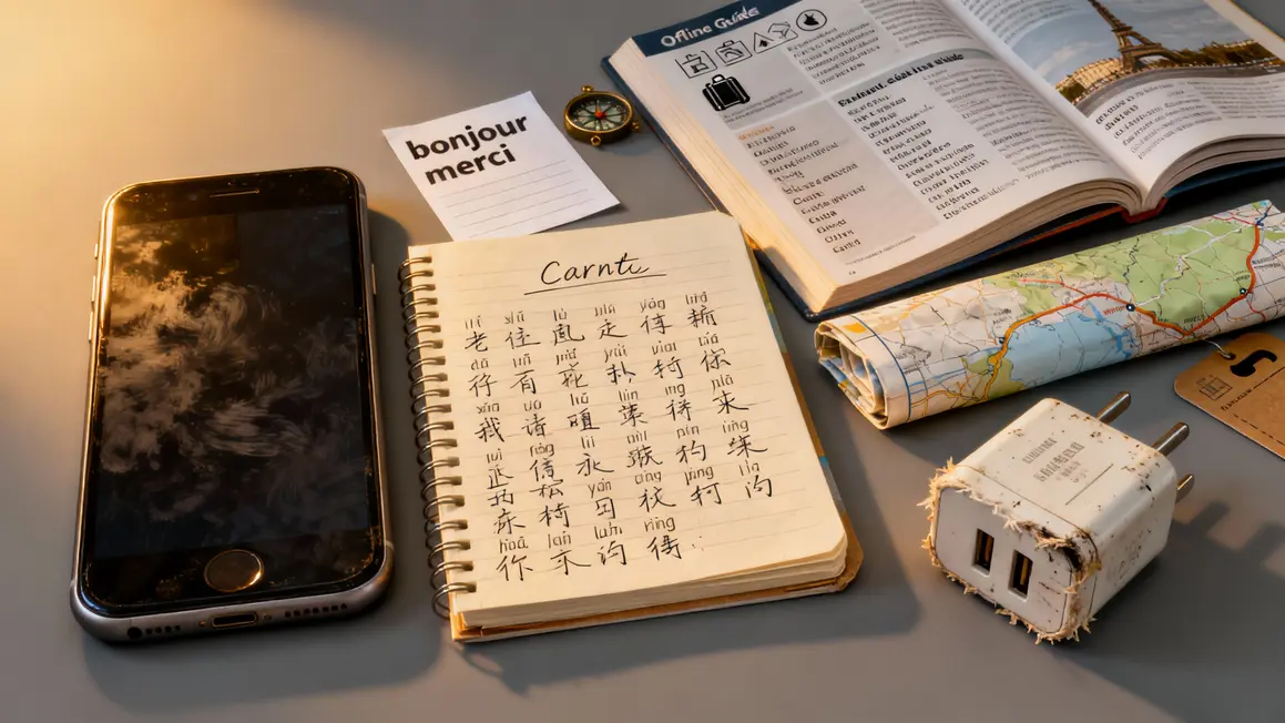objets essentiels voyage Chine carnet pinyin smartphone