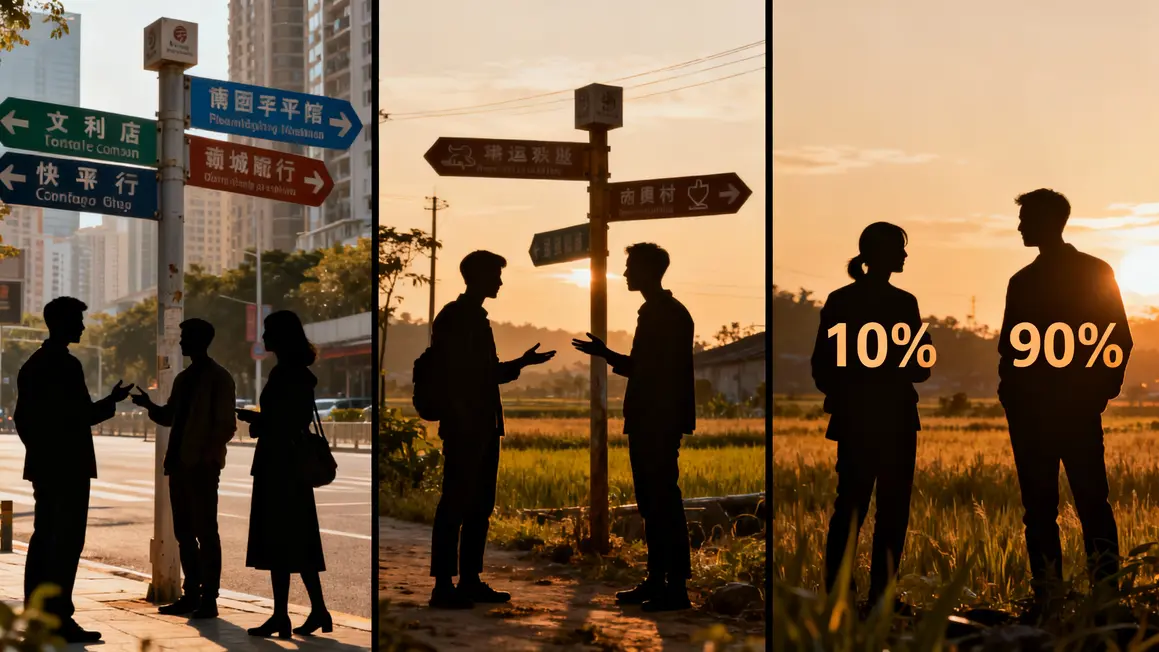 tableau photo villes panneaux bilingues rural Chine