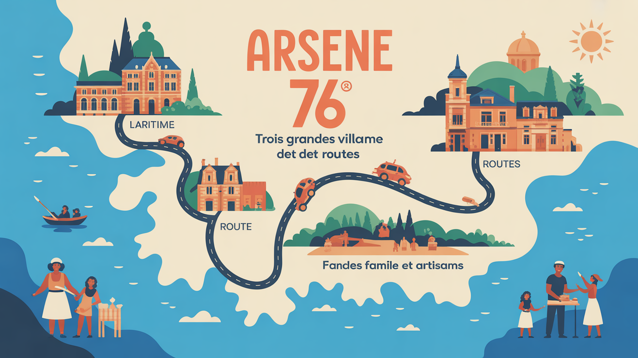 Carte stylisee Seine-Maritime avec familles et artisans arsene 76