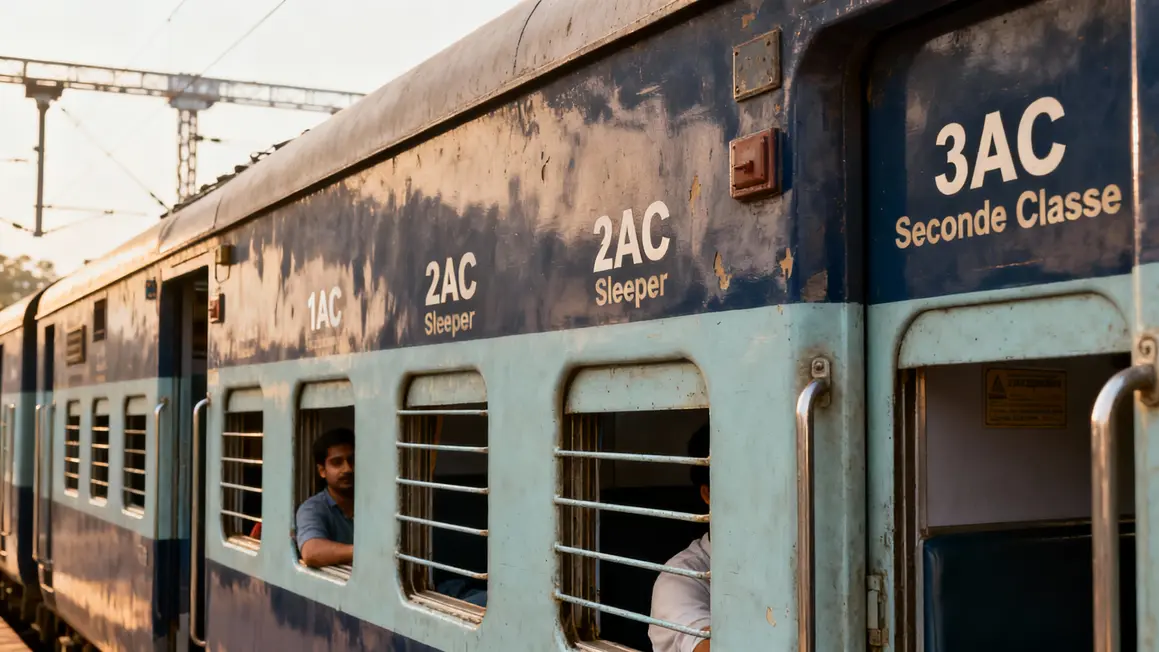 Vue des différentes classes dans un train indien.