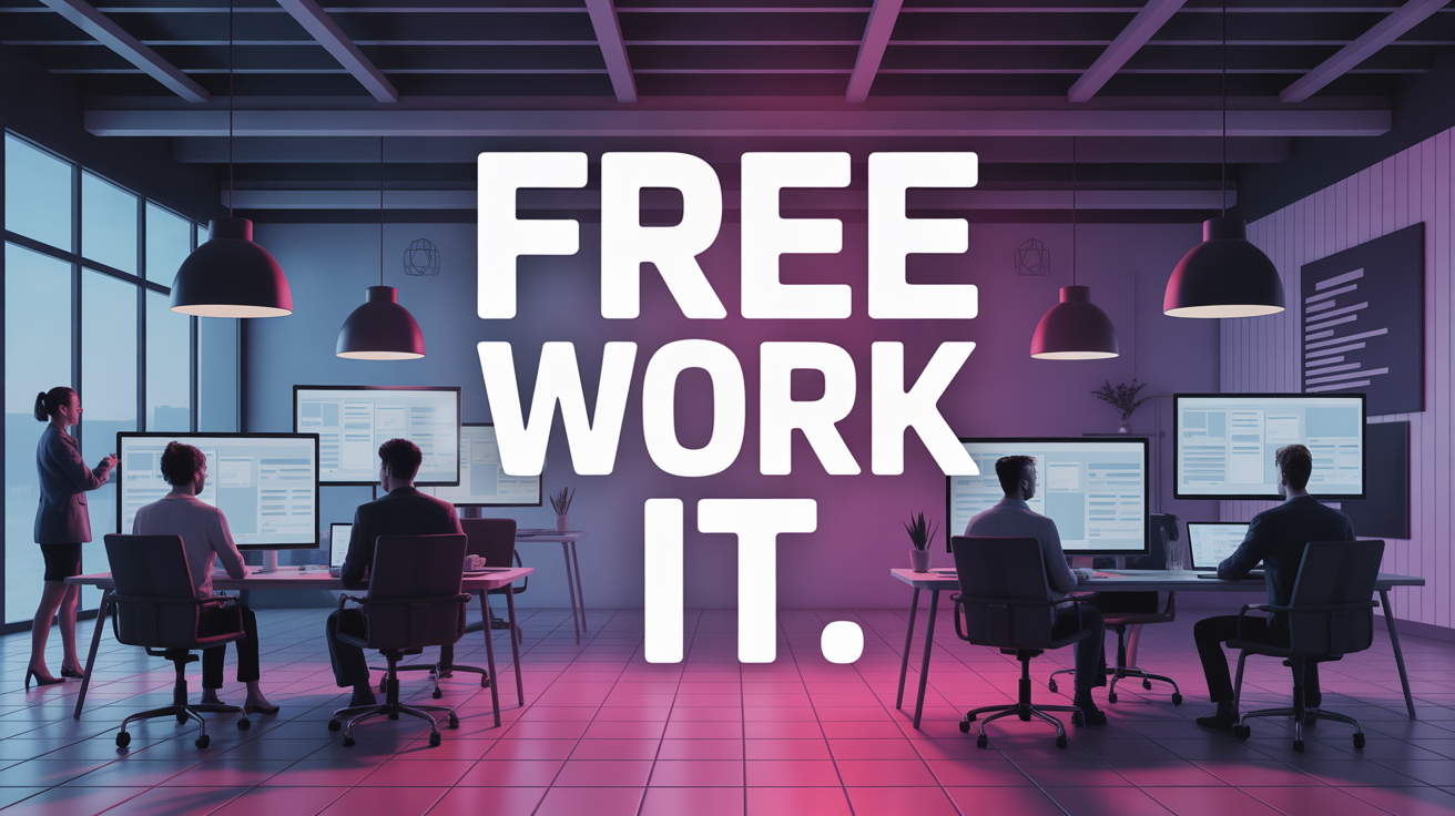 free work IT coworking digital silhouettes écrans