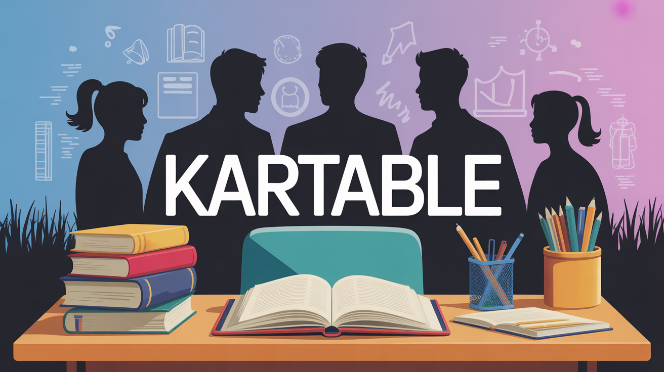 bureau avec élèves et logo kartable