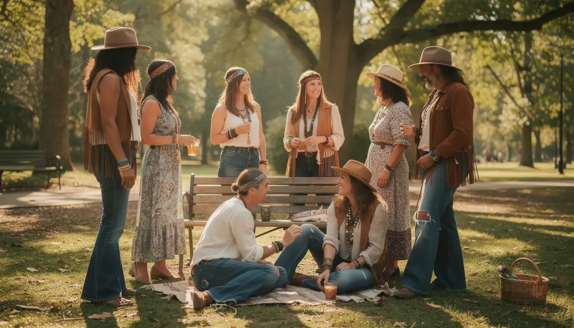 groupe adultes mode hippie moderne parc nature