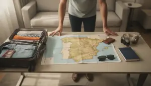 Voyageur Espagne valise carte salon