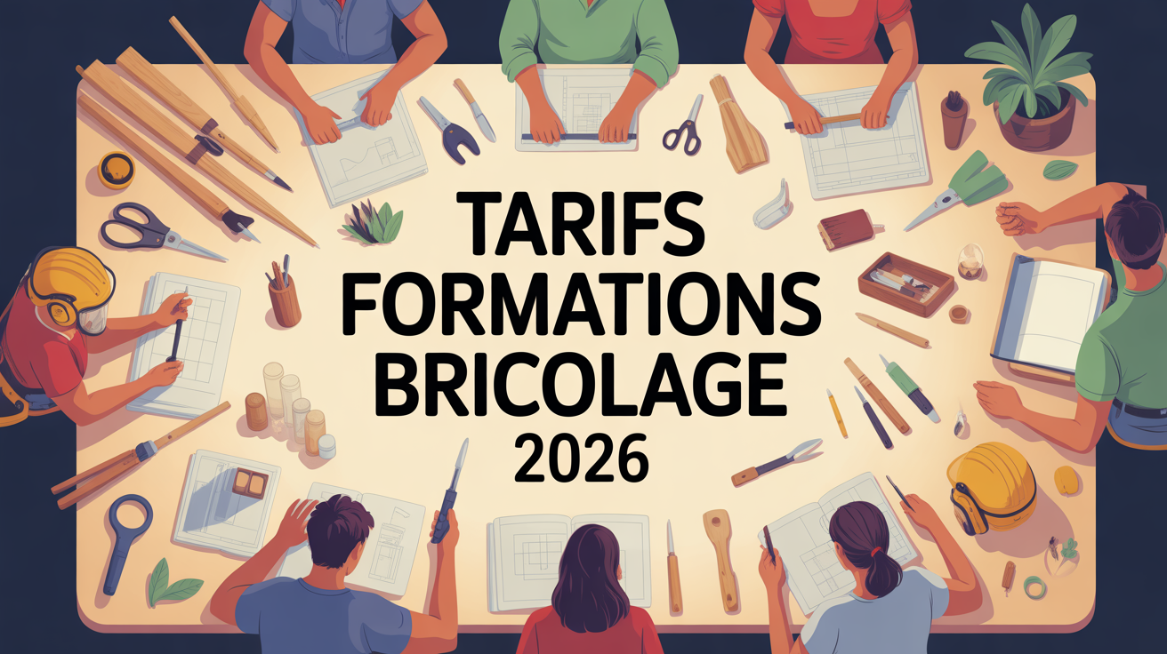 bricolageettravaux formation prix table outils et silhouettes année 2026