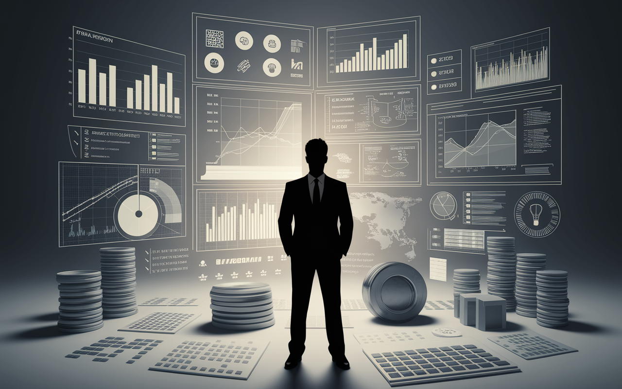 Silhouette economiste graphiques interactifs