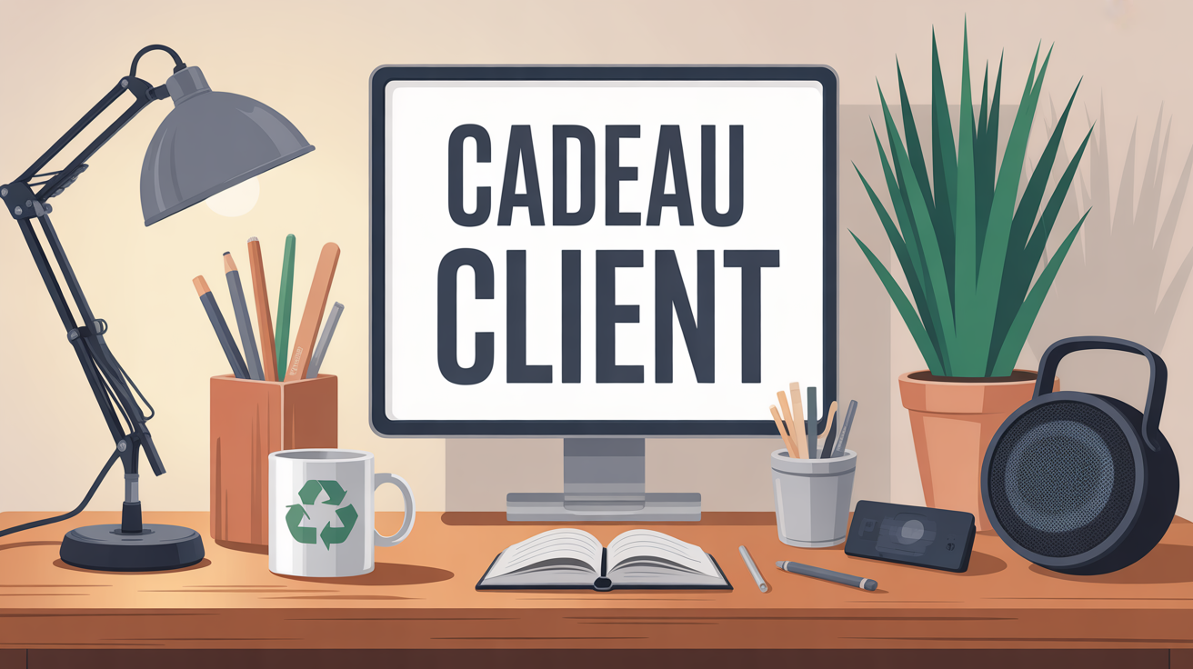 idée cadeau pour client objets personnalisés sur bureau professionnel