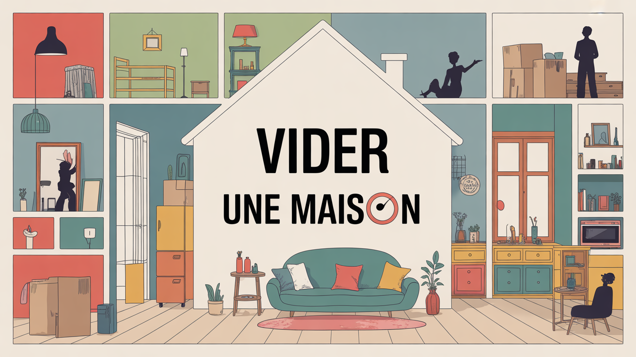 Vue centrale d'une maison en debarras pour vider maison