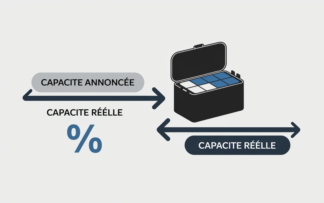 batterie externe comparatif capacité annoncée vs réelle