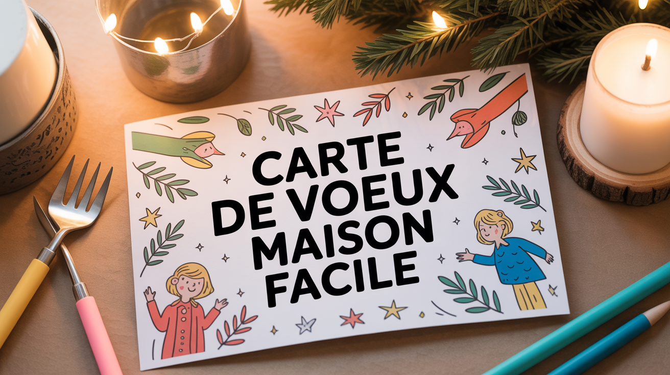 carte de voeux maison facile diy colorée sur une table