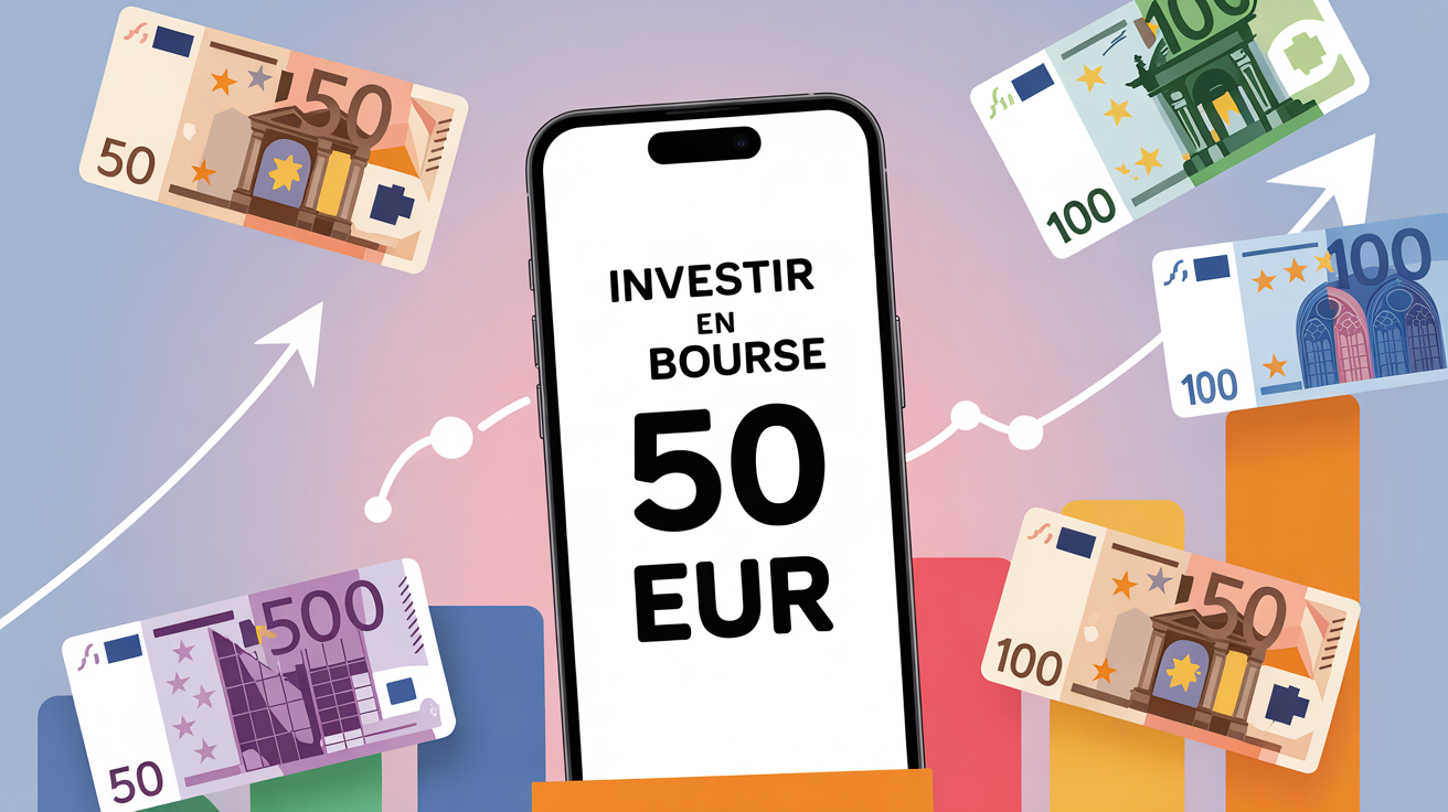 illustration investir en bourse petit budget smartphone euro