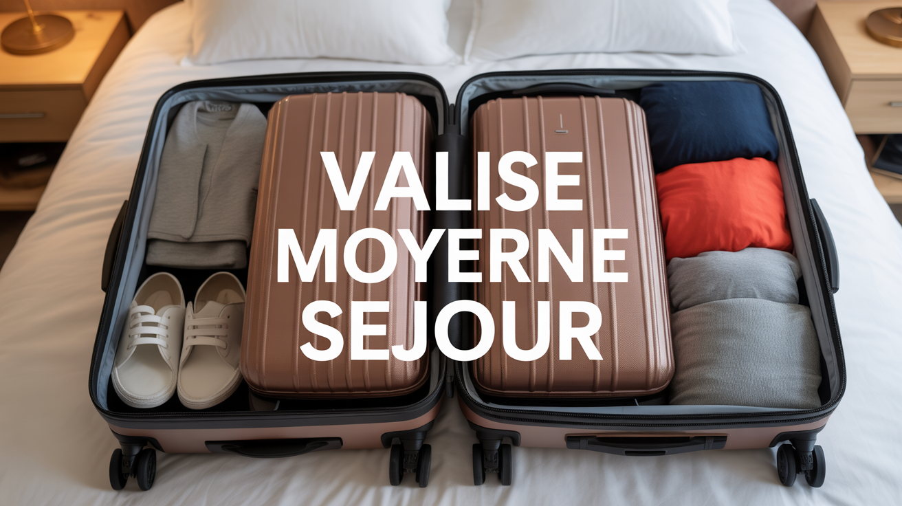 valise moyen sejour ouverte sur lit avec accessoires
