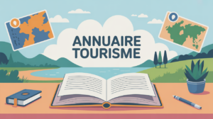 Annuaire tourisme illustration carnet ouvert et cartes
