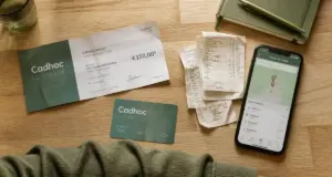 Chèque cadhoc sur table, points de vente indiqués
