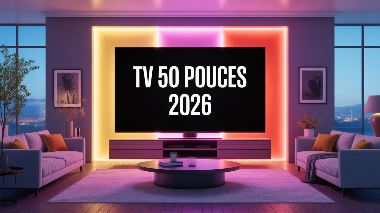 comparatif téléviseur 50 pouces dans salon élégant