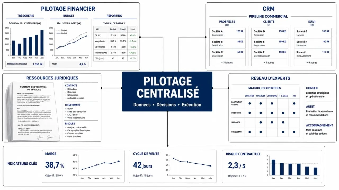 Tableau de bord ActinBusiness pour le pilotage d'entreprise et la gestion opérationnelle