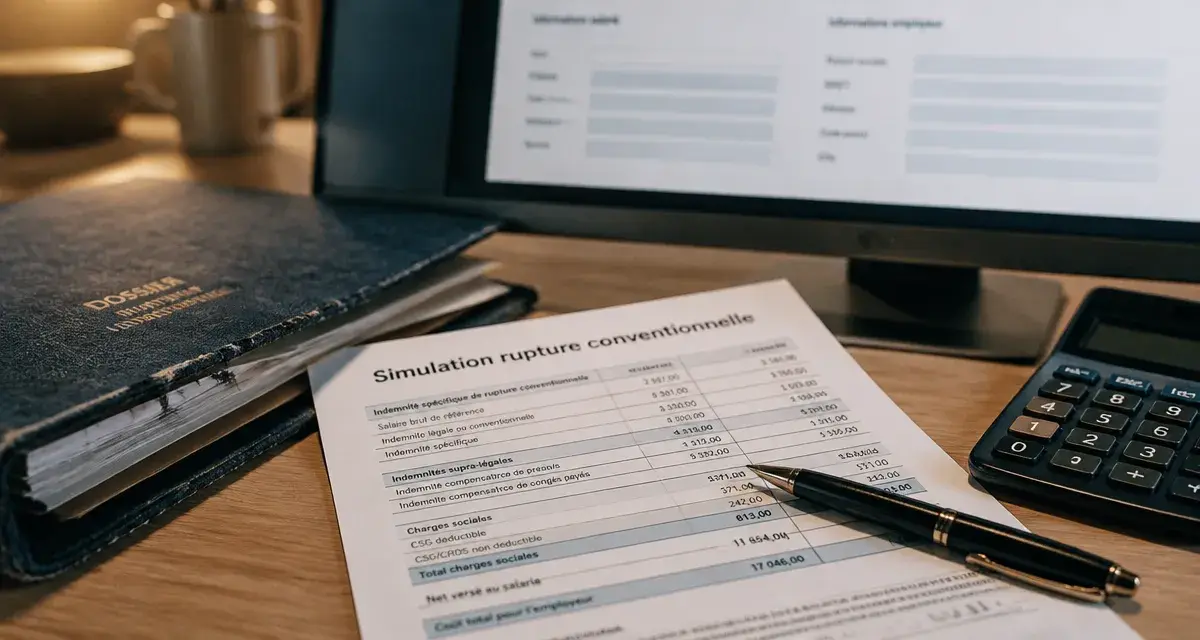 Simulation rupture conventionnelle : calcul indemnité et départ (feuille de calcul)
