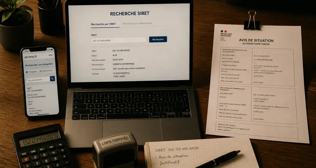 Vérifier numéro de SIRET gratuit sur sirene.fr, contrôle SIRET