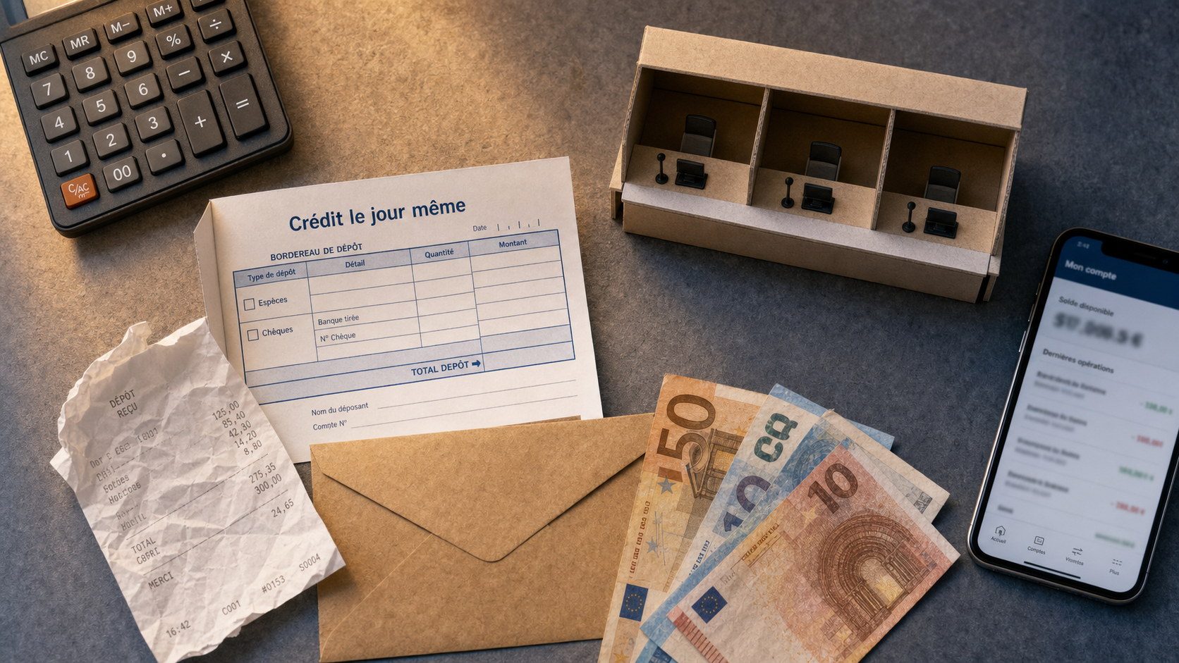 depot d'espece combien de temps sur le compte : crédit le jour même