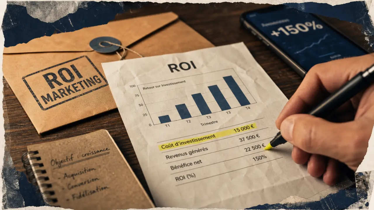 ROI définition marketing : budget rentable vs dépense perdue, calcul ROI marketing