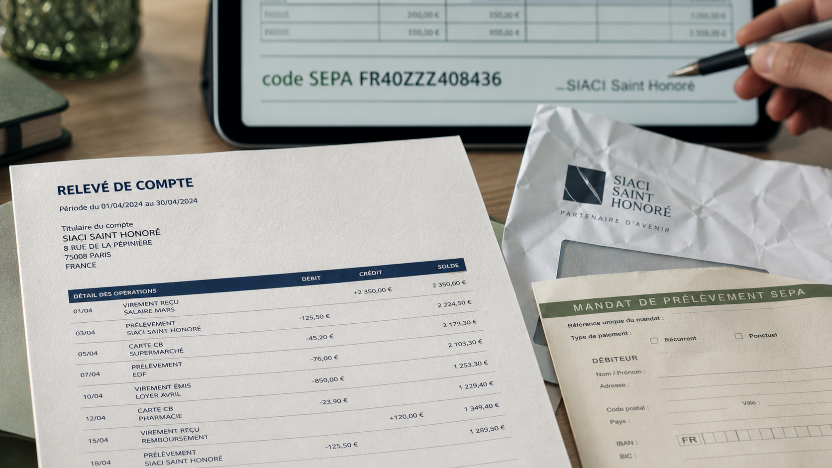 Siaci Saint Honoré prélèvement c’est quoi : vérifier code SEPA sur relevé bancaire