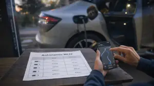 Tableau autonomie voiture électrique avec WLTP et autoroute