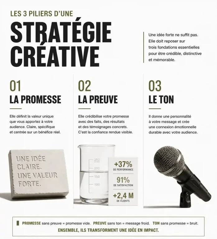Infographie des piliers d'une stratégie créative performante