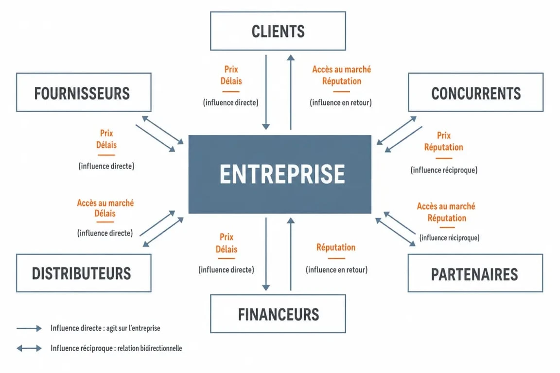 Micro environnement définition : carte des acteurs proches d'une entreprise