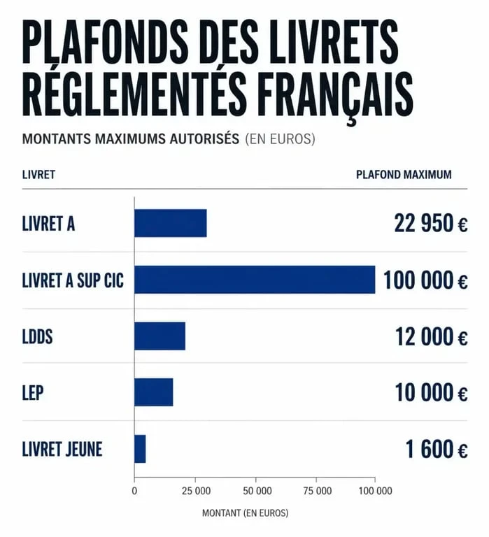 Comparatif des plafonds livret A Sup CIC face aux autres livrets réglementés