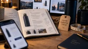 Optimisation fiche produit seo : gourde isotherme 750 ml sur bureau